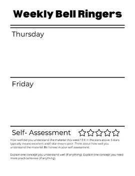 Weekly Bell Ringer Template (date) by Your Fav Health Teacher TPT