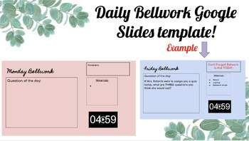 Preview of Weekly Bellwork/Bellringer Google Slides TEMPLATE - Easy to edit!