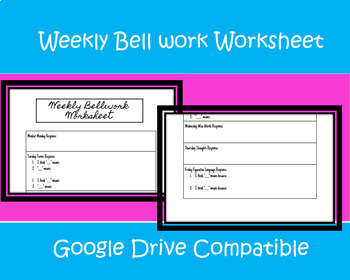 Weekly Bellwork Worksheet by workingwithchaos | Teachers Pay Teachers