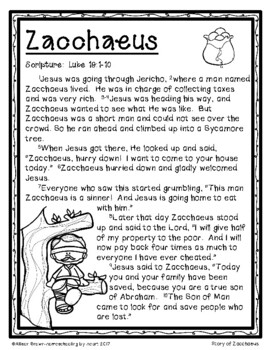 Weekly Bible Lessons: Zacchaeus by Homeschooling by Heart | TpT