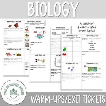Preview of Weekly Biology Warm-Ups/Exit Tickets - GROWING