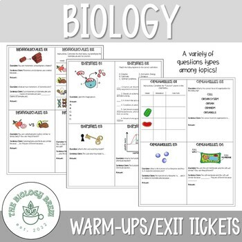 Weekly Biology Warm-Ups/Exit Tickets - GROWING by The Biology Brew