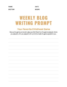 Preview of Weekly Blog Writing Prompt