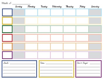 Weekly Calendar Planner - Color Coded by Mothering Wonder | TPT