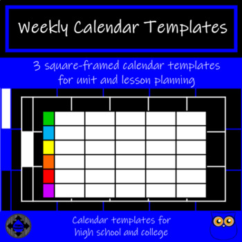 Preview of Weekly Calendar Templates - 3-pack square-framed