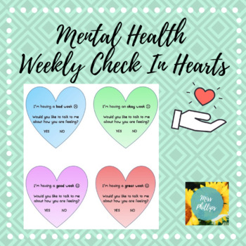 Preview of Weekly Mental Health Check In Hearts