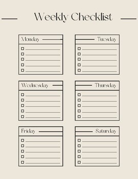 Preview of Weekly Checklist