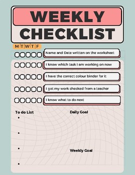 Preview of Weekly Checklist/ Agenda/ To-Do List