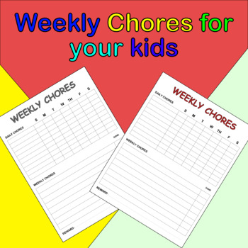 Preview of Weekly Chores for your kids - EDITABLE!