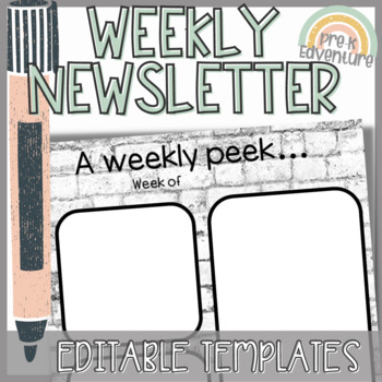 Preview of Weekly Classroom Newsletter | Editable Newsletter Templates