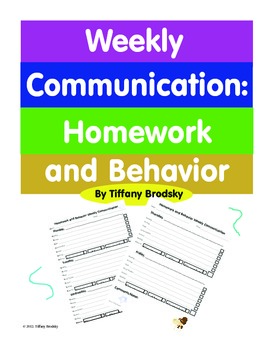 Preview of Weekly Communication: Homework and Behavior Class Management