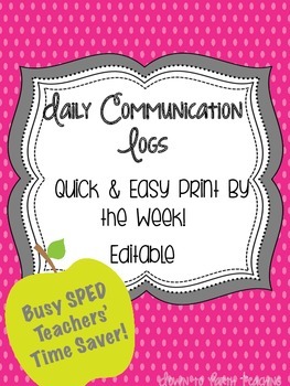 Preview of Weekly Communication Log- Special Ed Time Saver!