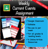 Weekly Current Event Assignment Template: Distance Learning Activity (Editable) 