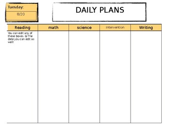 weekly daily editable lesson plan template by amber