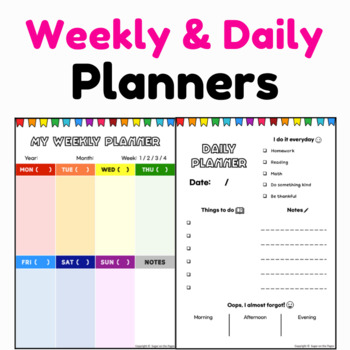 Kids weekly planner daily routine chart kids routine planner weekly schedule 
