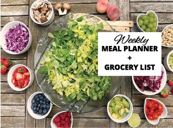 Preview of Weekly Diet Planner and Grocery List