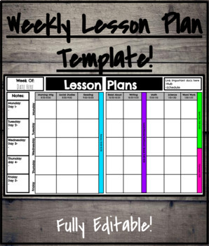Preview of Weekly Digital Lesson Plan Template | Fully Editable | Printable