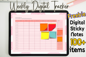Preview of Weekly Digital Planner With Freebie Sticky Notes 100+