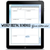 Weekly Digital Schedule: Blue Watercolor