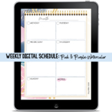Weekly Digital Schedule: Pink & Purple Watercolor