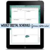 Weekly Digital Schedule: Green Watercolor