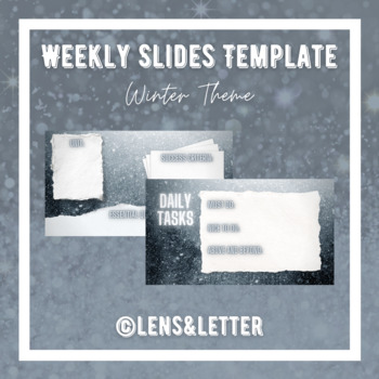 Preview of FREE Weekly Distance Learning Slide Template - WINTER THEME