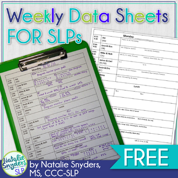 Preview of Weekly Editable Data Sheets for SLPs - Freebie