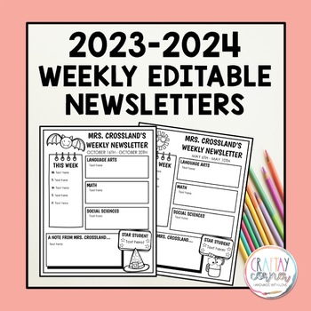 Preview of Weekly Editable Newsletters- Matches my FREE Lesson Outlines (23-24 school year)