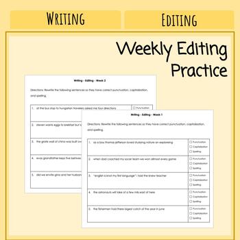 Preview of Weekly Editing Practice - Year Long IEP Data Collection (40 weeks)