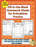 Fill-in-the-Blank Homework Sheets for Articulation Practic