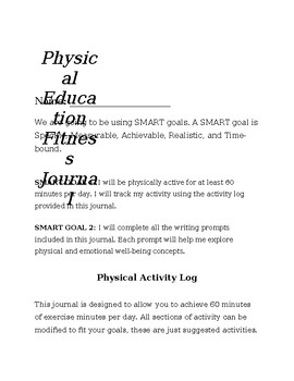 Preview of Weekly Fitness Journal
