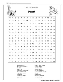 Preview of Word Search - Desert Habitat - Grades 3-5 - Fun Science Activity!