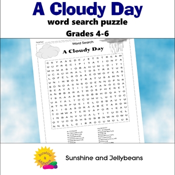 Preview of Word Search Puzzle - A Cloudy Day - Grades 4-5-6 - Science - STEM Activity