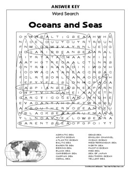 Weekly Freebie #168- Word Search - Oceans and Seas - Grades 3-5 - Fun ...