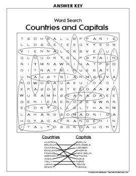 Weekly Freebie #170 - Word Search - Countries and Capitals - Grades 3-4 ...