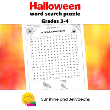 Preview of Halloween Word Search Puzzle - Fun Activity! - Grades 3-4