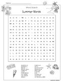 Word Search Puzzle - Summer Words - Fun Activity! - Grades 3-4