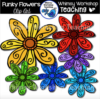 Preview of Funky Flowers Clip Art (Free!)