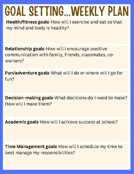Preview of New Year Weekly Goal Setting Worksheet - Social Emotional Learning Link