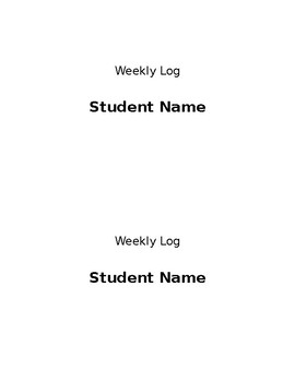 Preview of Weekly Goal Setting and Academic Progress Log