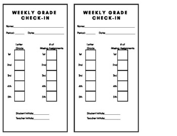 Weekly Grade Check In by Taylen May TPT