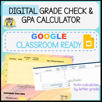 Preview of Weekly Grade Check and GPA Calculator (Study hall or AVID) DIGITAL