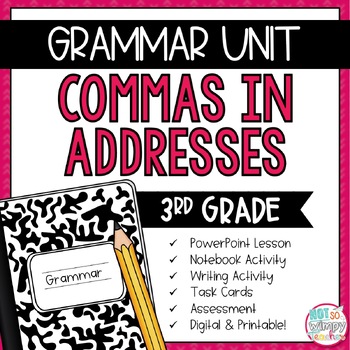 Preview of Grammar Third Grade Activities: Commas in Addresses