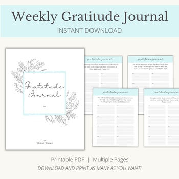 Preview of Weekly Gratitude Journal