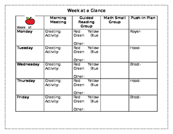 Preview of Weekly Group Plan