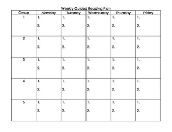 Weekly Guided Reading Planning Sheet by Sean Killeen | TPT