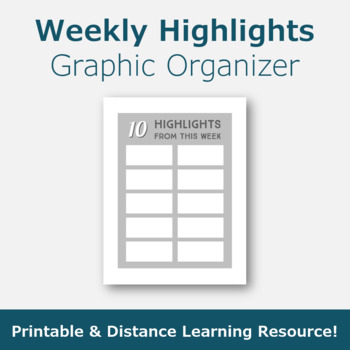 Preview of Weekly Highlights Planning Graphic Organizer 