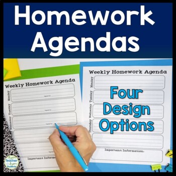 Preview of Weekly Agenda Template | Weekly Homework Agenda | 4 Design Options Included