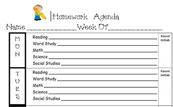 homework agenda for students