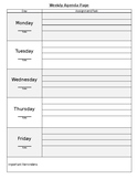 Weekly Homework Agenda Page